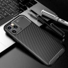 Husa Carbon Fiber pentru Apple iPhone 12 Pro Max, aspect carbon, albastru inchis