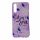 Husa Flowers Glitter pentru Apple iPhone XR, cu mesaj, mov