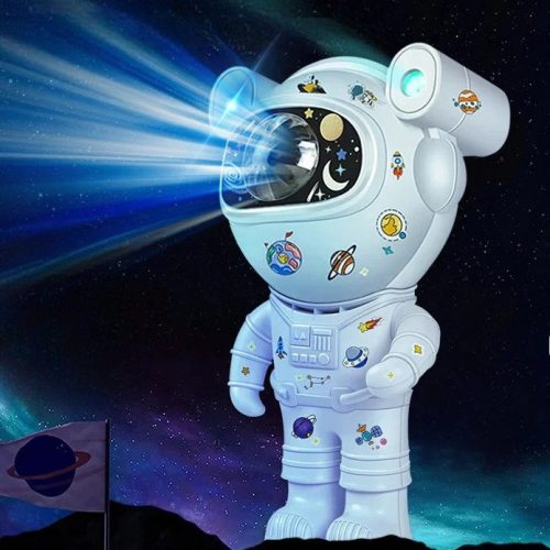 Astronaut cu proiector luna si stele, lampa de veghe copii, boxa bluetooth, telecomanda, alimentare Type-C