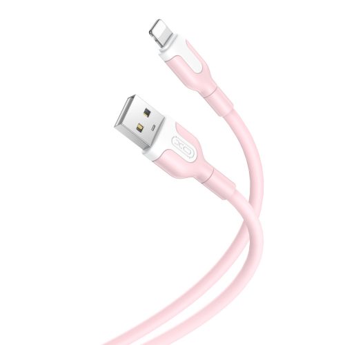 Cablu de date si incarcare USB to Lightning (iPhone) XO NB212, 2.1A, 1 metru, roz