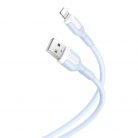 Cablu de date si incarcare USB to Lightning (iPhone) XO NB212, 2.1A, 1 metru, albastru deschis