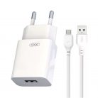 Set incarcator casa + cablu MicroUSB, XO L99, 2.4A, albe