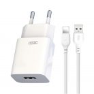 Set incarcator casa + cablu Lightning (iPhone), XO L99, 2.4A, albe