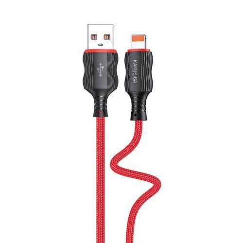 Cablu de date si incarcare USB to Lightning (iPhone) Kakusiga KSC-807, 2.4A, 1 metru, negru/rosu