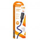 Cablu de date si incarcare USB to Lightning (iPhone) Kakusiga KSC-807, 2.4A, 1 metru, negru/albastru