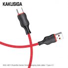 Cablu de date si incarcare KAKUSIGA KSC-807, USB to Type C, 1 metru, 3A max, rosu/negru