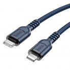 Cablu de date si incarcare Hoco X59, Type-C (USB-C) to Lightning, PD20W/3A, cablu impletit, 1 metru, albastru