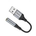 Cablu adaptor USB to jack 3.5 mm Hoco LS36, 12 cm, negru