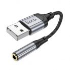 Cablu adaptor USB to jack 3.5 mm Hoco LS36, 12 cm, negru