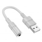  Cablu adaptor USB to jack 3.5 mm Hoco LS37, 15 cm, alb