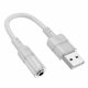  Cablu adaptor USB to jack 3.5 mm Hoco LS37, 15 cm, alb