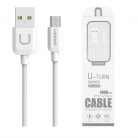 Cablu de date si incarcare MicroUSB USAMS US-SJ098, 1 metru, 2.1A, alb