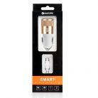 Incarcator auto Mocolo cu port USB, cablu MicroUSB inclus, 1A, alb/rose gold