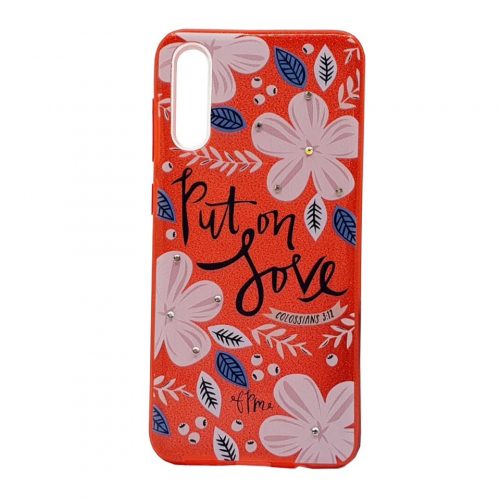 Husa Flowers Glitter pentru Apple iPhone XR, cu mesaj, rosie