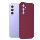 Husa Samsung Galaxy S23+ (S23 Plus), Luxury Silicone, protectie camera, catifea in interior, burgundy