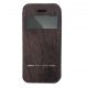 Husă protectie Apple Iphone 5/5S/SE, Tiger Case, tip carte, fereastra notificari, maro wenge