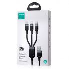 Cablu de incarcare Joyroom S-1T3018A18, 3 capete (Lightning, Type-C, MicroUSB), 18W/3.5A, 1.2 metri, negru