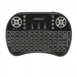   Mini tastatura Andowl Q-K07, Bluetooth + Wireless 2.4 Ghz, Touchpad, iluminare RGB, acumulator BL-5C