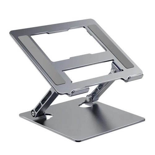 Suport de birou din aluminiu pentru laptop 9,6 - 17" inch sau tableta, pliabil, reglabil, gri inchis