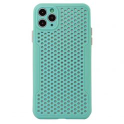   Husa Breath Case pentru Apple iPhone 11 Pro Max, silicon moale cu perforatii, turcoaz