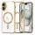 Husa Apple iPhone 16, Magsafe Electroplating TPU, protectie camera, margini aurii