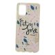 Husa Flowers Glitter pentru Samsung Galaxy S20, cu mesaj, aurie