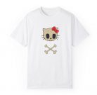 Tricou personalizat alb, copii/adulti, design Kitty Skull, modal, diverse marimi