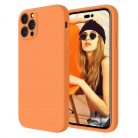 Husa Apple iPhone 14 Pro Max, Luxury Silicone, catifea in interior, protectie camere, portocalie