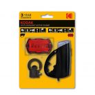 Set lumini pentru bicicleta Kodak, 2 moduri de iluminare, 50 lm, 30 m, IP44, far, stop, negru