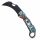 Briceag tatic 23351-8, metalic, pliabil, lama curbata, tip karambit, maner albastru