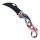 Briceag tatic 23351-9, metalic, pliabil, lama curbata, tip karambit, maner alb/rosu