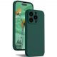 Husa Apple iPhone 14 Pro Max, Luxury Silicone, catifea in interior, protectie camere, verde inchis