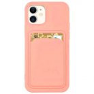 Husa protectie Card Case pentru Apple iPhone 12, buzunar pentru carduri/cartele, roz pal