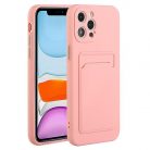 Husa Apple iPhone 12 Pro Max, Card Case, protectie camera, buzunar pentru carduri/cartele, roz pal