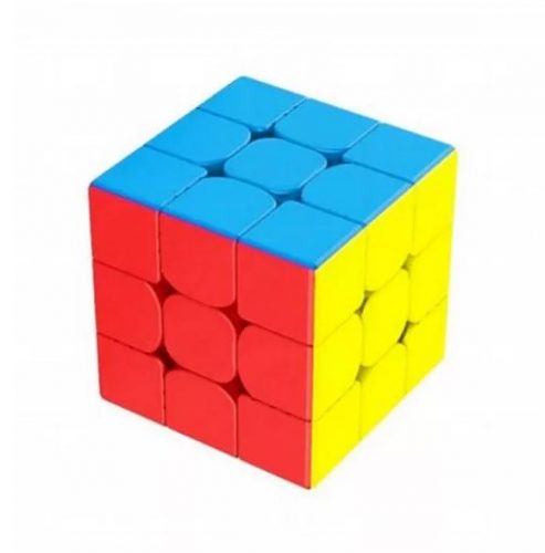 Jucarie cub tip Rubik, 3 x 3 randuri, 5.5 cm, 6 fete colorate (albastru, alb, rosu, verde, portocaliu, galben)