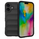 Husa Apple iPhone 16 Plus, Wave Silicone, protectie camera, catifea in interior, night black