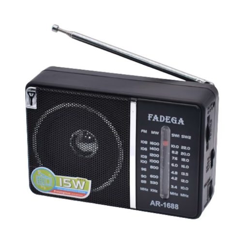 Radio portabil FADEGA AR-1688, 4 benzi de receptie, FM/AM/SW1/SW2, functionare cu 2 baterii R20, negru