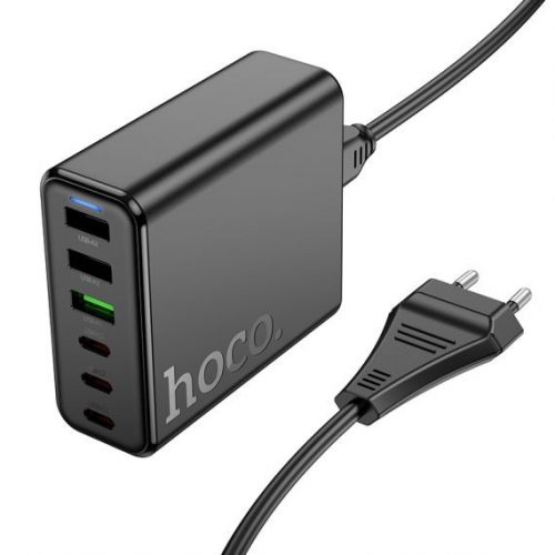 Incarcator priza multiport Hoco C133A Earl, 3 x USB + 3 x Type-C, statie incarcare 75W, cablu 1.5 m, negru