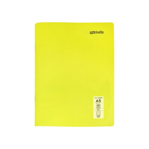 Caiet scolar Mynote Text Neon, A5, 60 file, dictando, coperta PP, galbena