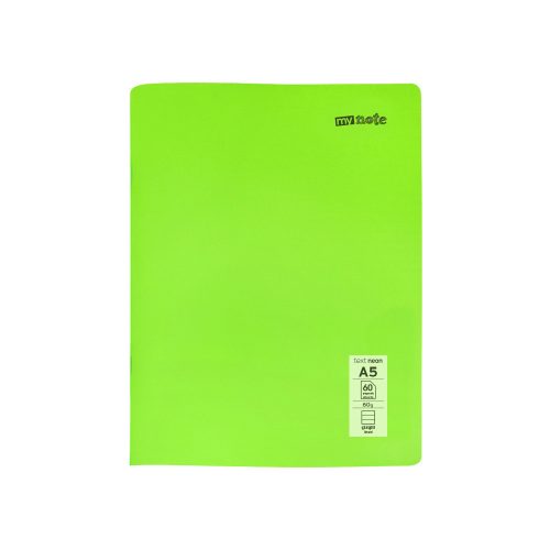 Caiet scolar Mynote Text Neon, A5, 60 file, dictando, coperta PP, verde neon