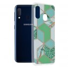 Husa protectie Samsung Galaxy A20e, Marble Series, verde/auriu