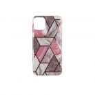 Husa protectie compatibila cu Apple iPhone 12 Pro Soft IMD TPU Marble Geometric Alb