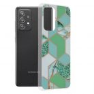 Husa protectie Samsung Galaxy A52 / A52s, Marble Series, verde/auriu