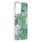 Husa protectie Samsung Galaxy A72, Marble Series, verde/auriu