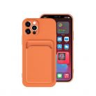 Husa protectie cu suport card compatibila cu Apple iPhone 12 Mini Portocaliu