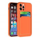 Husa protectie cu suport card compatibila cu Apple iPhone 12 Mini Portocaliu