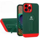 Husa Apple iPhone 11 Pro Max, Armor Design, functie stand, insertie metalica pentru suport auto magnetic, verde/rosu