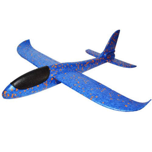 Avion planor din polistiren, 47 cm, albastru