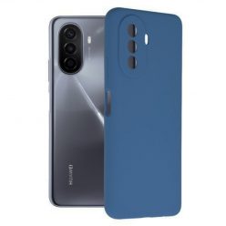   Husa Huawei Nova Y70, Luxury Silicone, catifea in interior, protectie camere, albastra