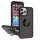 Husa protectie Apple iPhone 14, Metal Bracket, antisoc, inel sustinere, prindere magnetica, margini negre